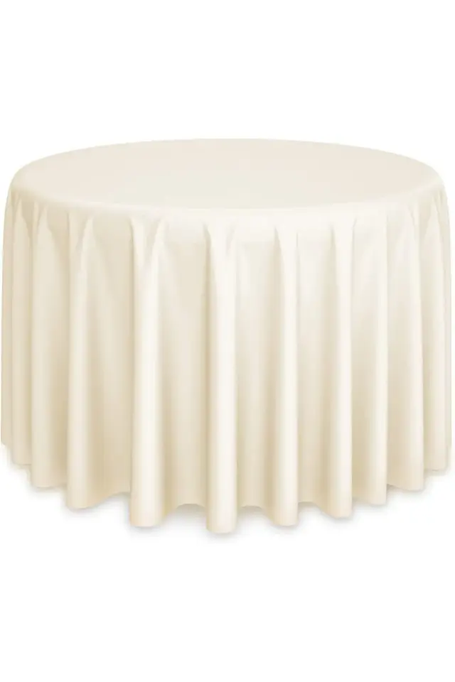 Süet Dokusu ve Dökümlü Yapısıyla Büyük Yuvarlak Organizasyon Masa Örtüsü Krem