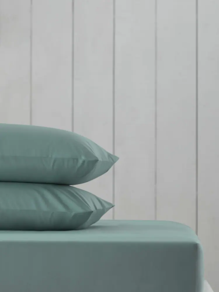 Doğal Pamuk Lastikli Çarşaf Takımı Çift Kişilik Açık Adaçayı