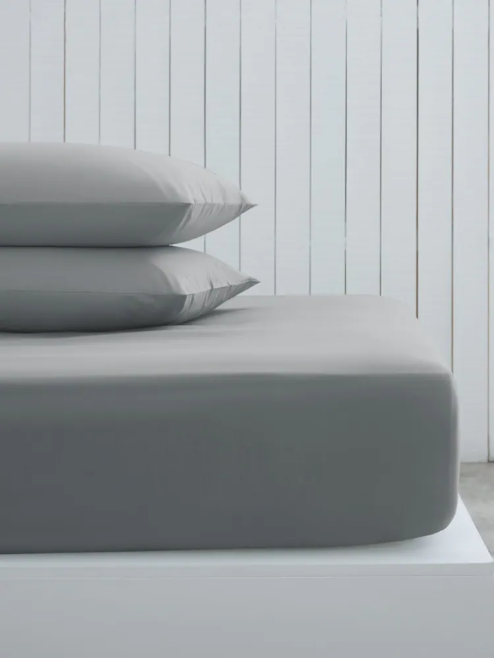 Doğal Pamuk Lastikli Çarşaf Takımı Çift Kişilik Gri
