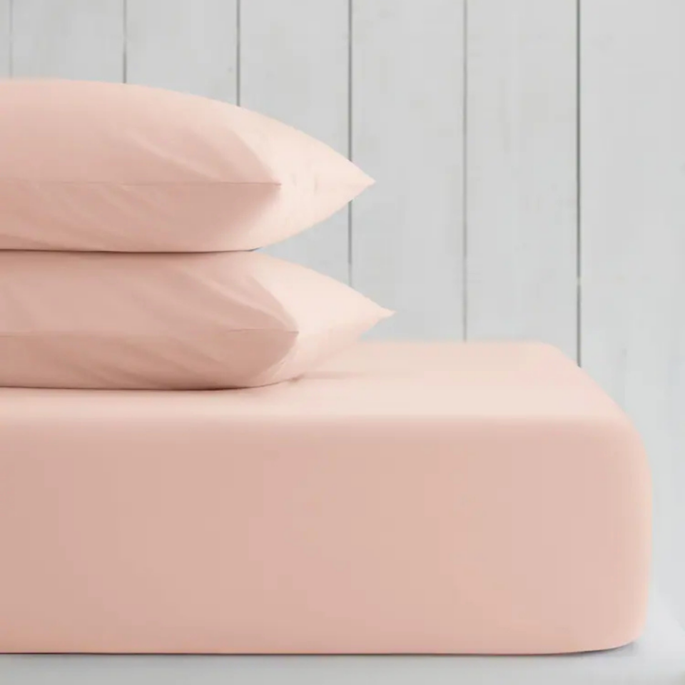 Doğal Pamuk Lastikli Çarşaf Takımı Çift Kişilik Pudra