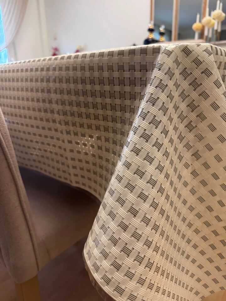 Elyaflı Pvc Desenli Silinebilir Sıvı Geçirmez Masa Örtüsü Hasır