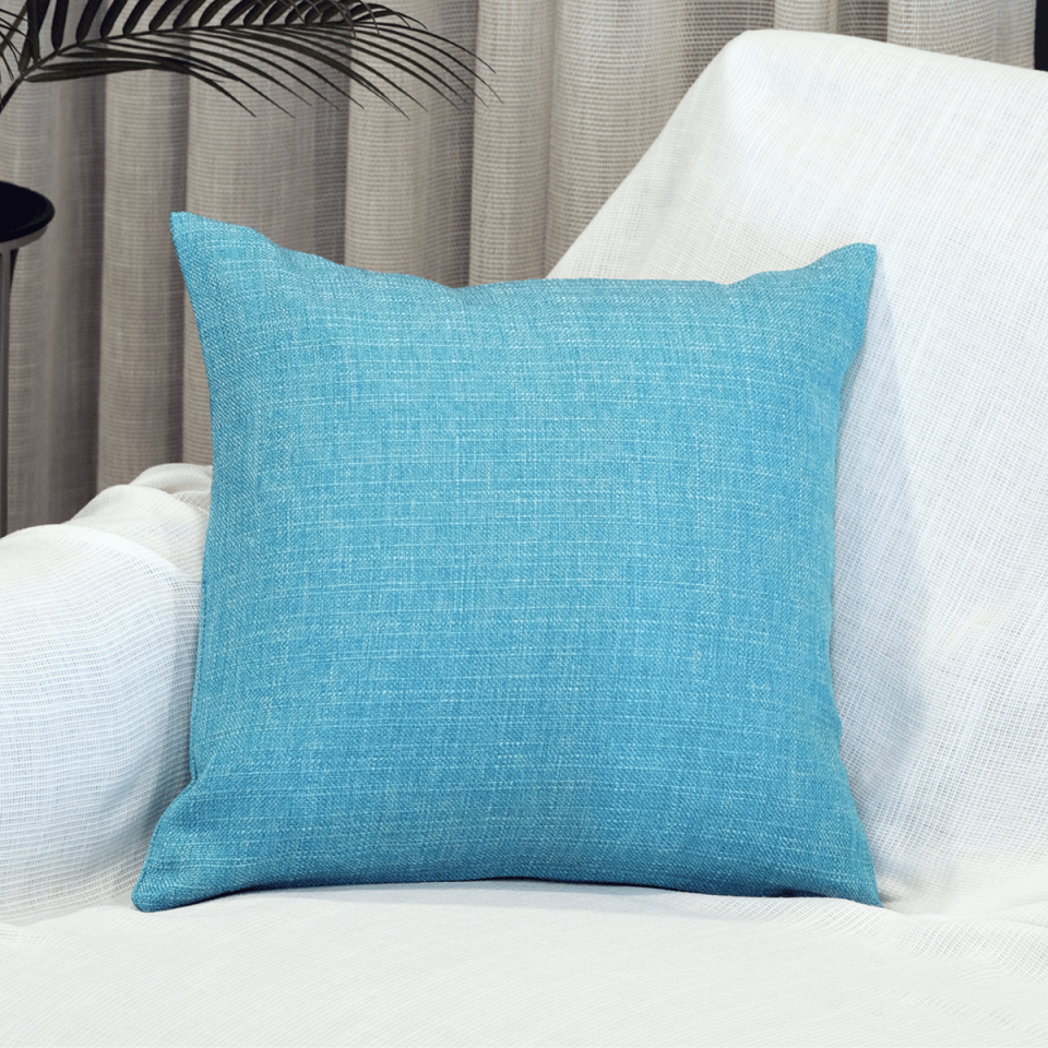 Keten Dekoratif Kırlent Kılıfı Turkuaz 40cm. x 40cm.
