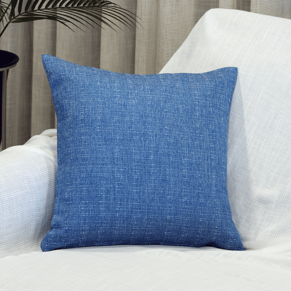 Keten Dekoratif Kırlent Kılıfı Mavi 40cm. x 40cm.
